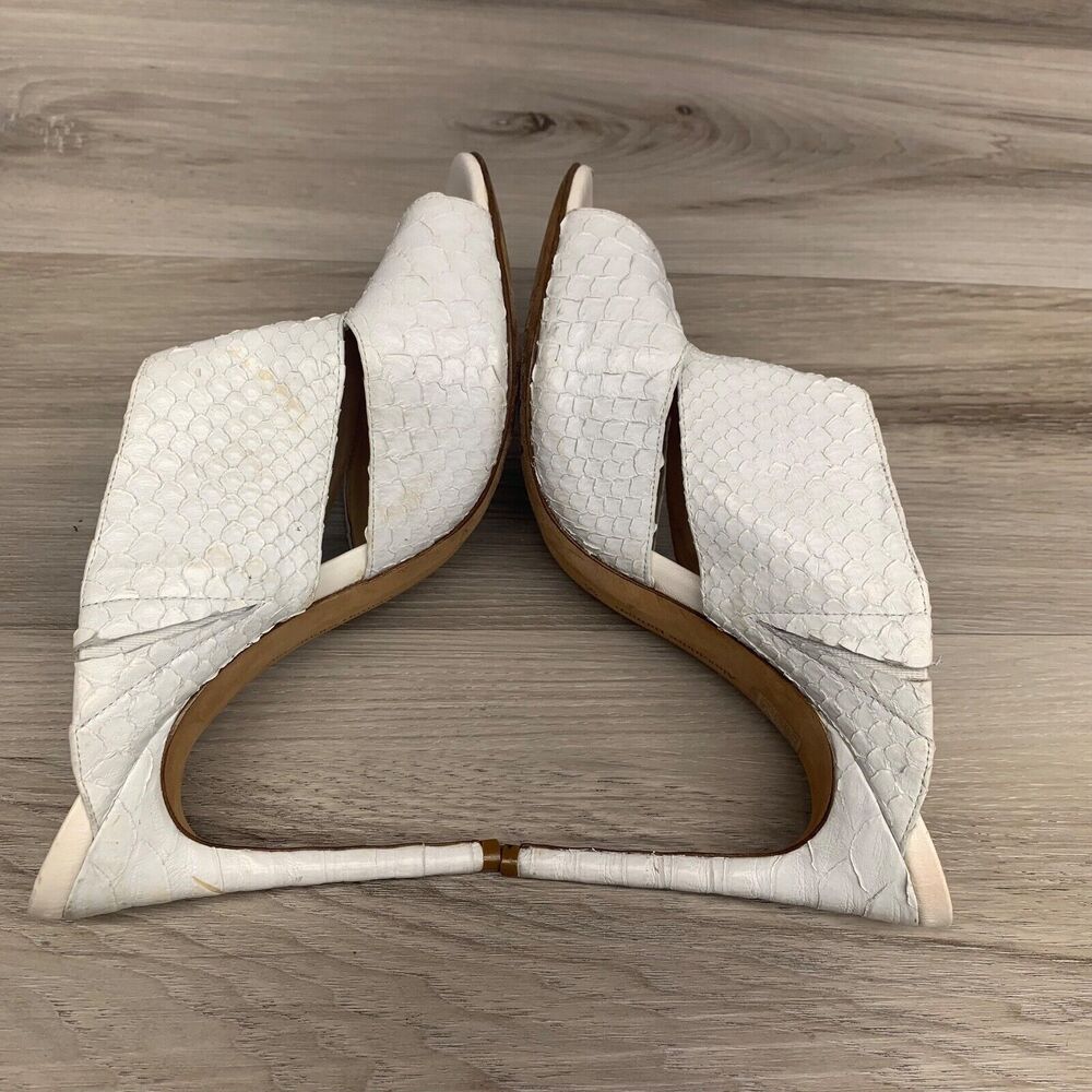 Alexandre Birman White Python Leather Slide Slip … - image 3